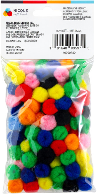 CousinDIY Pom-Poms .5" 100/Pkg-Multi-Colored - A50026NJ-00780