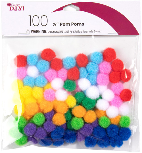 CousinDIY Pom-Poms .5" 100/Pkg-Multi-Colored - A50026NJ-00780 - 191648095975