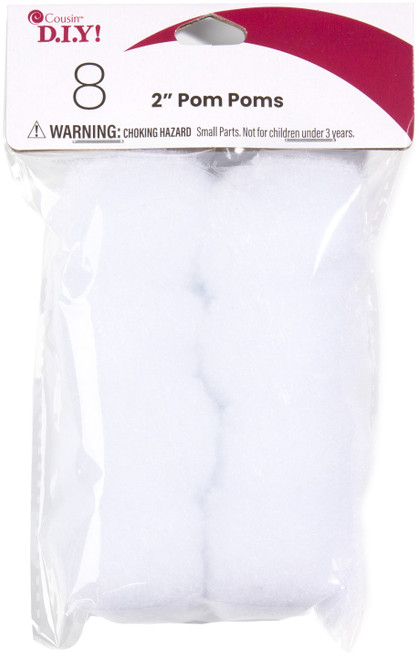 CousinDIY Pom-Poms 2" 8/Pkg-White POM2IN-00783 - 191648096002