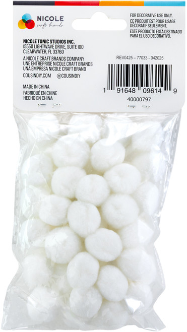 CousinDIY Pom-Poms .75" 45/Pkg-White - A50026LW-00797