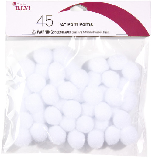 CousinDIY Pom-Poms .75" 45/Pkg-White A50026LW-00797 - 191648096149