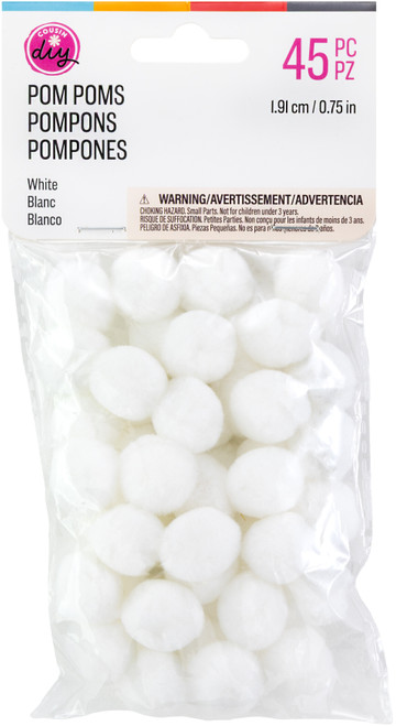 CousinDIY Pom-Poms .75" 45/Pkg-White - A50026LW-00797 - 191648096149