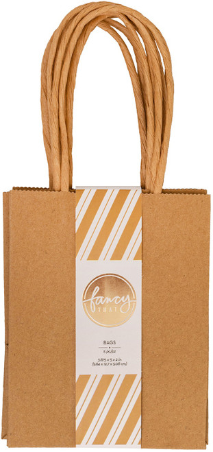 American Crafts Fancy That Mini Gift Bags 3.875"X5" 5/Pkg-Kraft - 34007968