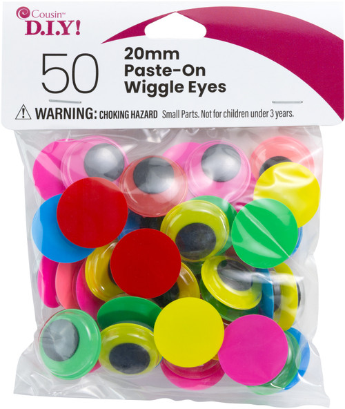 CousinDIY Paste-On Wiggle Eyes 20mm 50/Pkg-Black - 40000915 - 191648096989