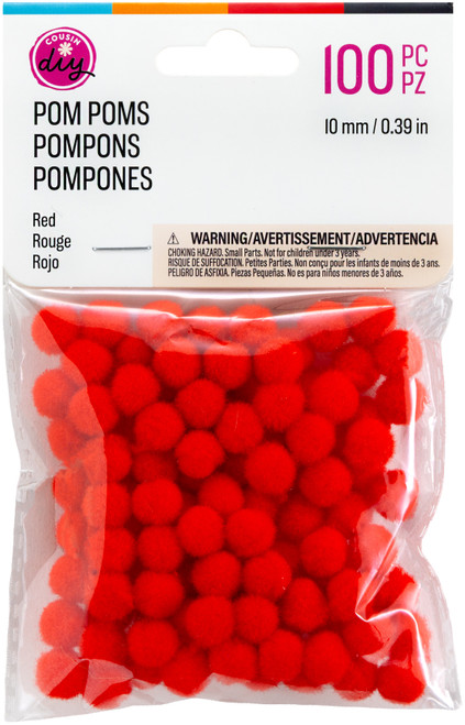 CousinDIY Pom-Poms 10mm 100/Pkg-Red - 5A002F8Q-772 - 191648095890