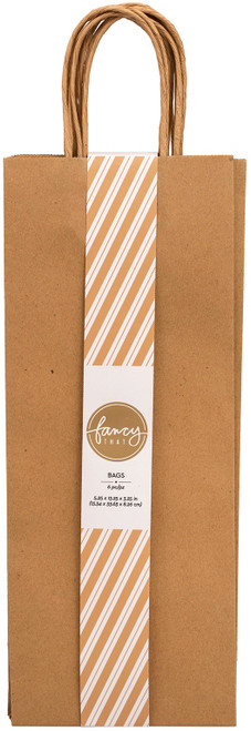 American Crafts Fancy That Wine Gift Bags 5.25"X13.25" 6/Pkg-Kraft - 34007189 - 718813435826