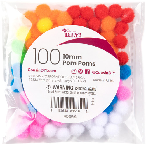 CousinDIY Pom-Poms 10mm 100/Pkg-Multi - 5A002F8Q-793 - 191648096101