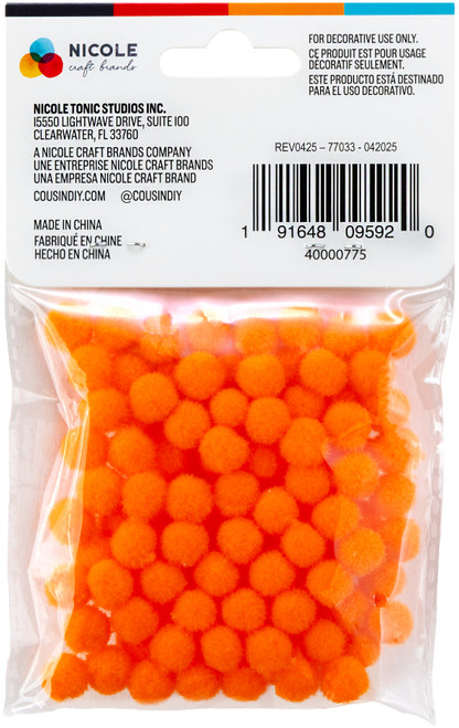 CousinDIY Pom-Poms 10mm 100/Pkg-Orange - 5A002F6N-775