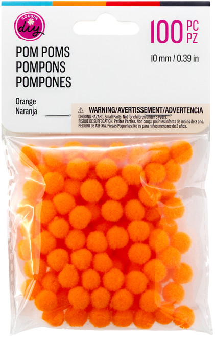CousinDIY Pom-Poms 10mm 100/Pkg-Orange - 5A002F6N-775 - 191648095920