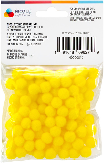 CousinDIY Pom-Poms 10mm 100/Pkg-Yellow - 5A002F8M-812