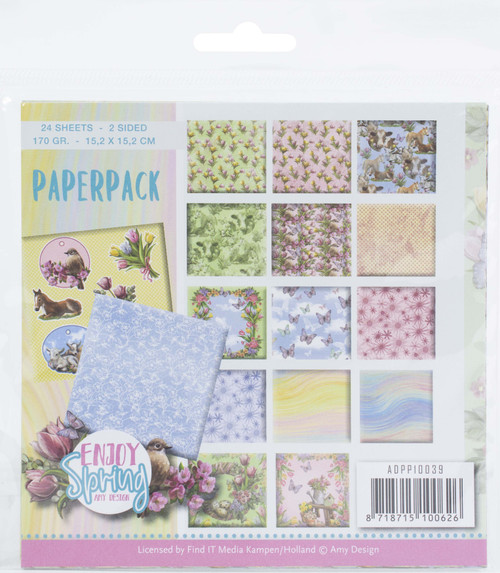 3 Pack Find It Trading Amy Design Paper Pack 6"X6" 24/Pkg-Enjoy Spring, Double-Sided APP10039 - 8718715100626