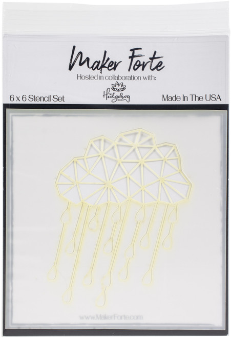 2 Pack Maker Forte Stencils By Hedgehog Hollow 6"X6"-Geometric Rain Cloud 20090431 - 618528392387