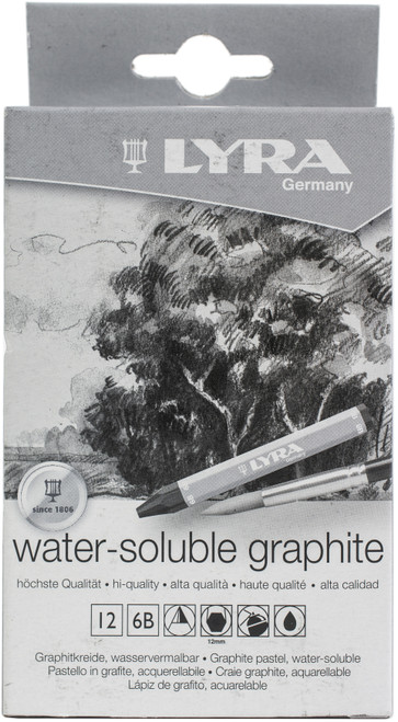 12 Pack Lyra Graphite Water-Soluble Crayon-6B L5630106 - 4084900551448