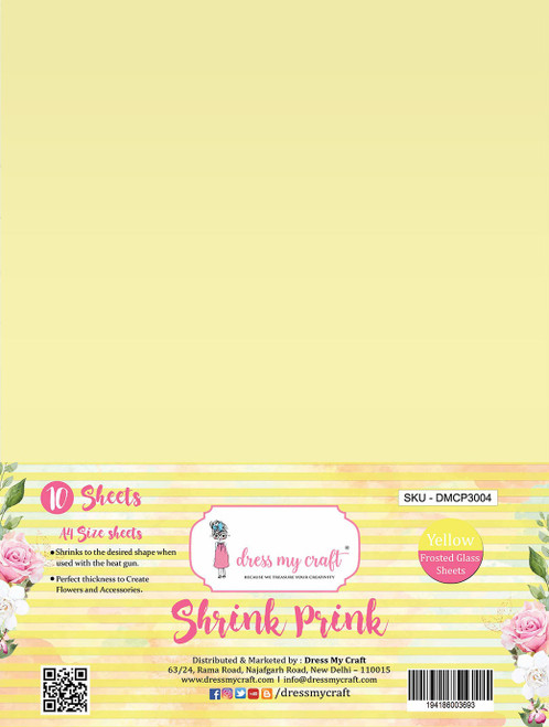 Dress My Craft Shrink Prink Frosted Sheets A4 10/Pkg-Yellow SHRINK-3004