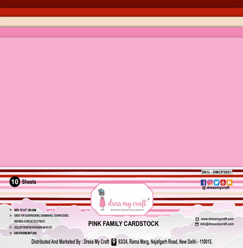 Dress My Craft Smooth Cardstock 250gsm 12"X12" 10/Pkg-Pink Family DMCSC-3851