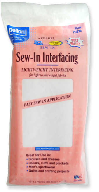 6 Pack Pellon Sew-In Lightweight Non-Woven Interfacing-White 15"X3yd PLS36 - 075269100266