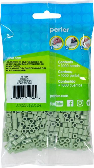 3 Pack Perler Beads 1,000/Pkg-Sage PBB80-19-15254