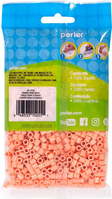 3 Pack Perler Beads 1,000/Pkg-Orange Cream PBB80-19-15255