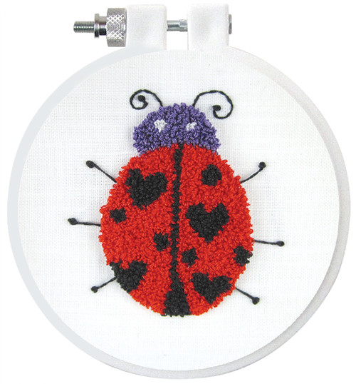 3 Pack Design Works Punch Needle Kit 3.5" Round-Lady Bug DW231