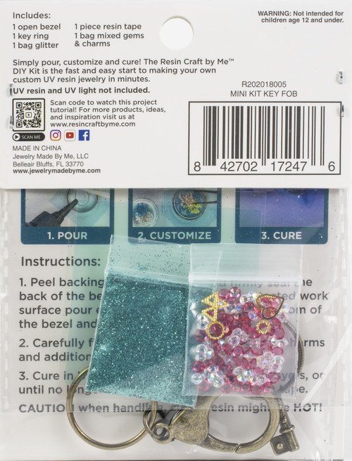 3 Pack Jewelry Made By Me Resin Craft DIY Kit-Vintage Key Fob RSKIT-18005