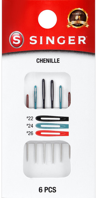 5 Pack Singer Chenille Color Eye Needles 6/Pkg-Sizes 22, 24, And 26 01781 - 075691017811