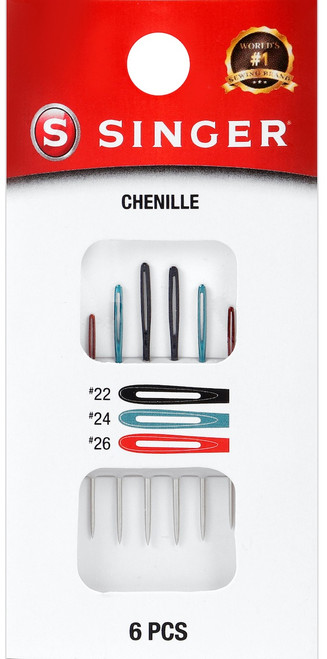 5 Pack Singer Chenille Color Eye Needles 6/Pkg-Sizes 22, 24, And 26 -01781 - 075691017811