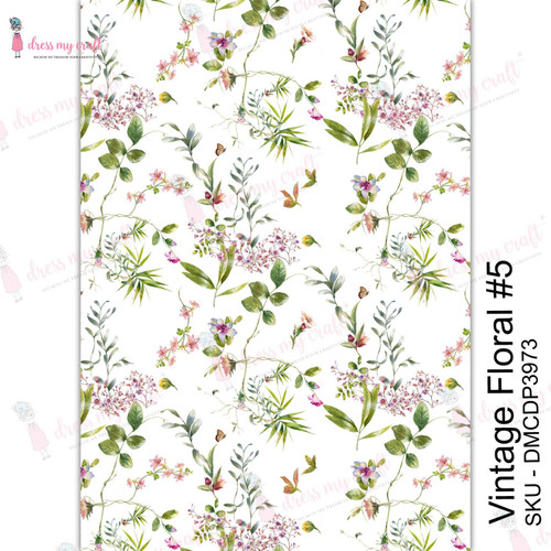 3 Pack Dress My Craft Transfer Me Sheet A4-Vintage Floral #5 DMCD3973