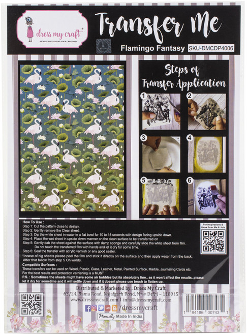 3 Pack - Dress My Craft Transfer Me Sheet A4-Flamingo Fantasy - DMCD4006 - 194186007431