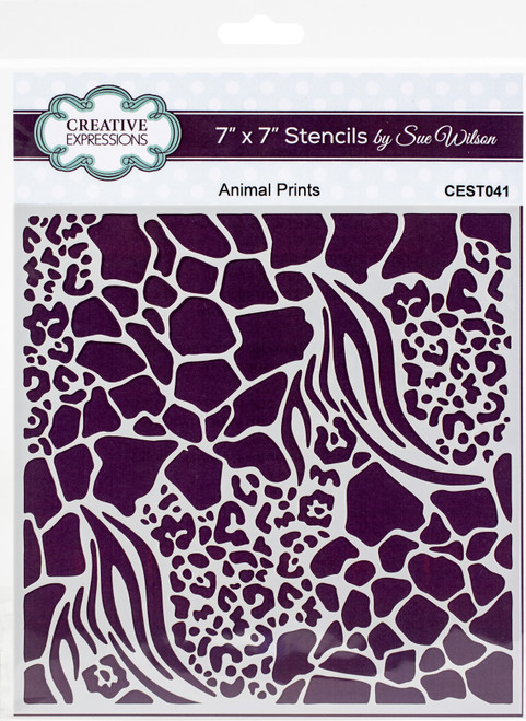 2 Pack Creative Expressions 7"X7" Stencil By Sue Wilson-Animal Prints CEST041 - 5055305963944