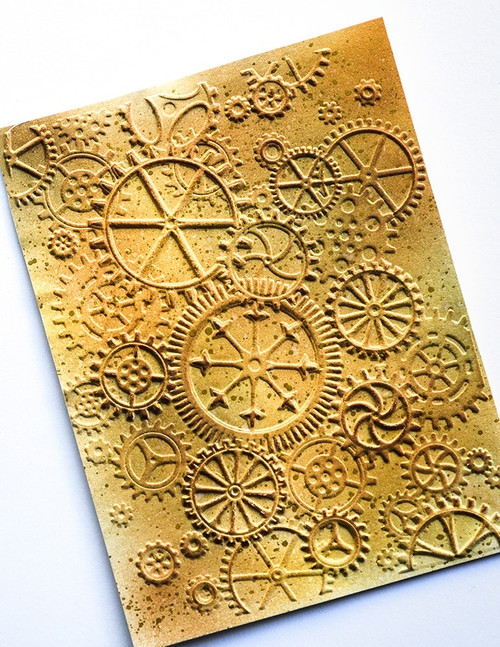 Memory Box 3D Embossing Folder 4.5"X5.75"-Put It In Gear - EF1018