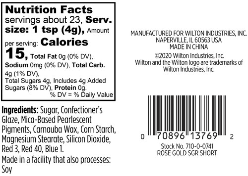 6 Pack Wilton Short Sanding Sugar Sprinkles 2.6oz-Rose Gold 7100741