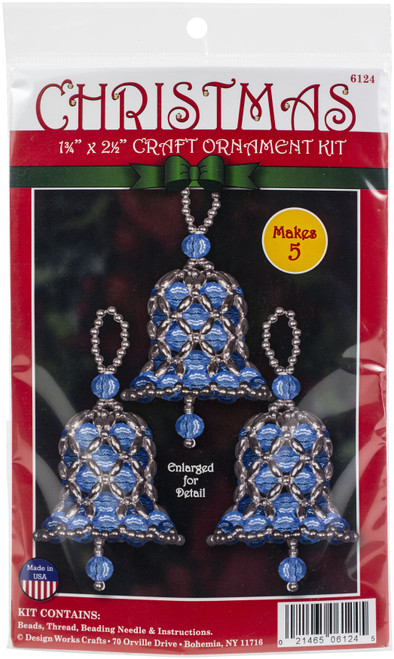 Design Works Beaded Ornament Kit 1.75"x2.5" Set of 5-Blue Bells DW6124 - 021465061245
