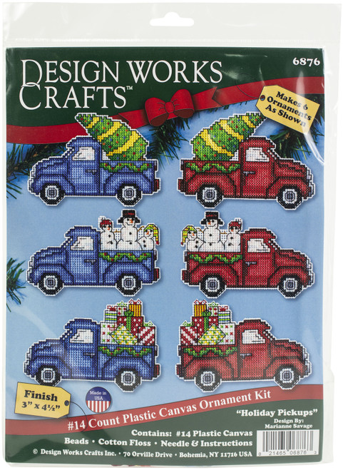 Design Works Plastic Canvas Ornament Kit 3"x4" Set of 6-Holiday Pickups (14 count) - DW6876 - 021465068763