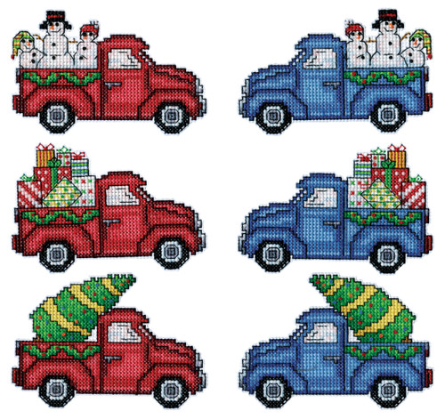 Design Works Plastic Canvas Ornament Kit 3"x4" Set of 6-Holiday Pickups (14 count) - DW6876