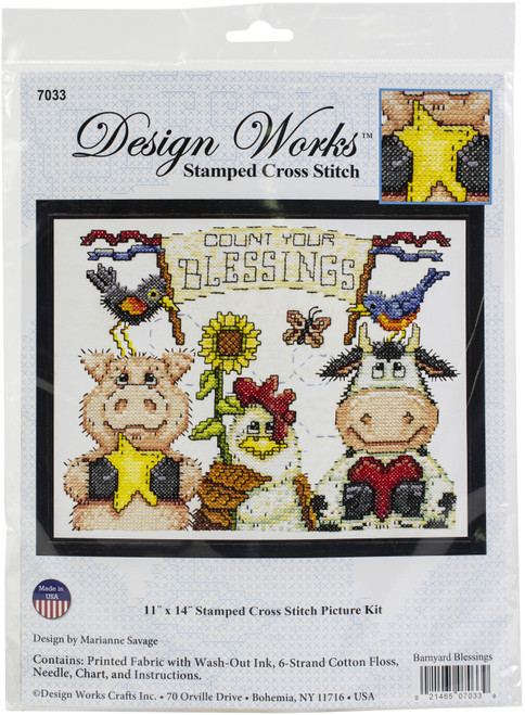 Janlynn Stamped Cross Stitch Kit 11"x14"-Barnyard Blessings -JL7033 - 021465070339