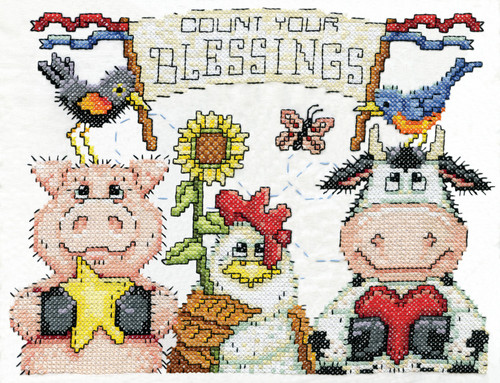 Janlynn Stamped Cross Stitch Kit 11"x14"-Barnyard Blessings JL7033