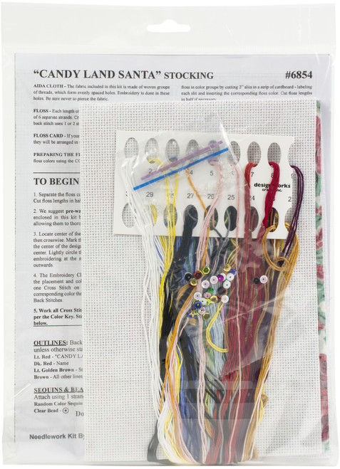 Design Works Counted Cross Stitch Stocking Kit 17" Long-Candy Land Santa (14 Count) - DW6854 Design Works Counted Cross Stitch Stocking Kit 17" Long-Candy Land Santa (14 Count) - DW6854