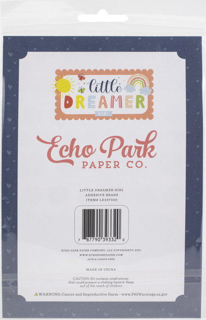 2 Pack Echo Park Decorative Brads-Little Dreamer Girl LD237020