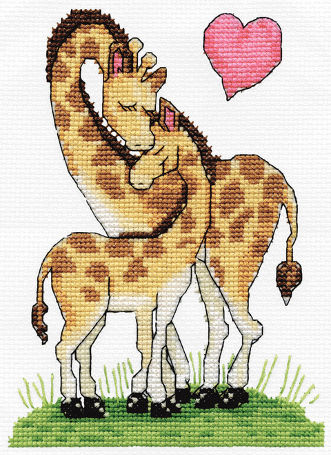 Design Works Counted Cross Stitch Kit 5"X7"-Giraffe Love (14 Count) DW3455