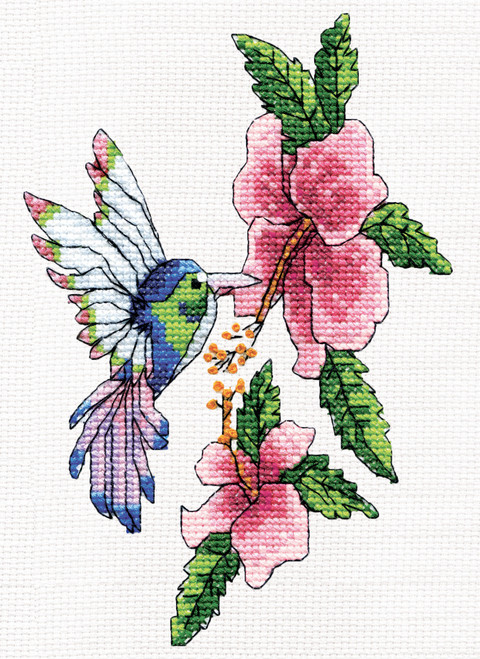Design Works Counted Cross Stitch Kit 5"X7"-Hummingbird (14 Count) - DW3456