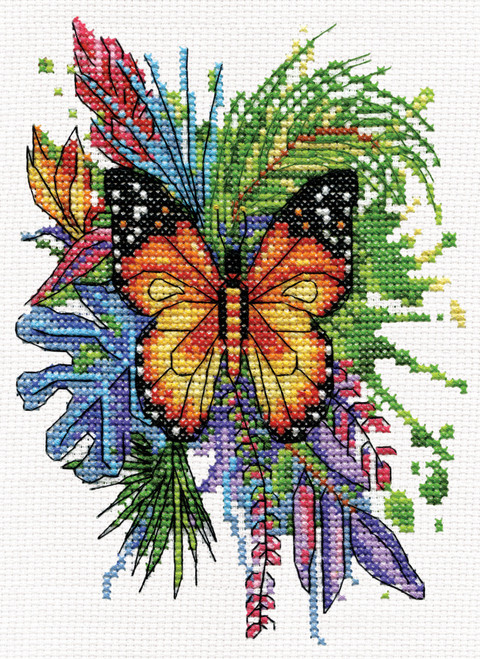 Design Works Counted Cross Stitch Kit 5"X7"-Butterfly (14 Count) - DW3457