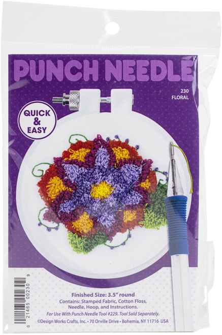 Design Works Punch Needle Kit 3.5" Round-Flower -DW230 - 021465002309