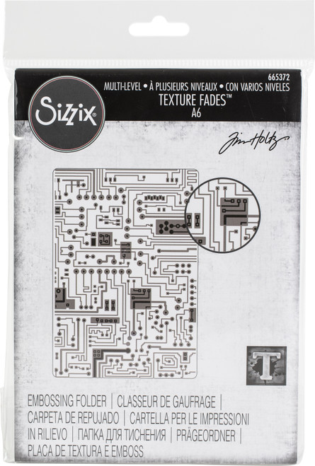 2 Pack Sizzix 3D Textured Impressions Embossing Folder By Tim Holtz-Circuit 665372 - 630454272823