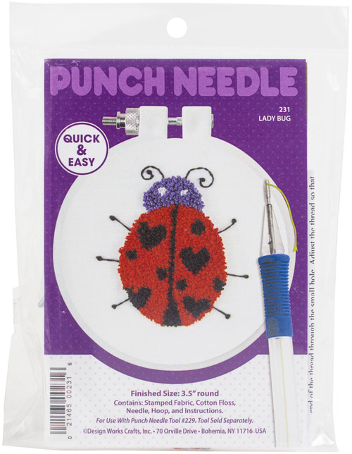 Design Works Punch Needle Kit 3.5" Round-Lady Bug - DW231 - 021465002316