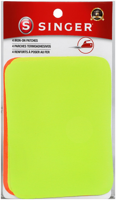 6 Pack Singer Iron-On Patches 3.75"X5" 4/Pkg-Neon Green & Neon Orange 00102 - 075691001025