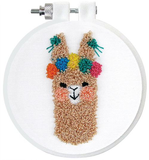 Design Works Punch Needle Kit 3.5" Round-Llama - DW238 Design Works Punch Needle Kit 3.5" Round-Llama - DW238