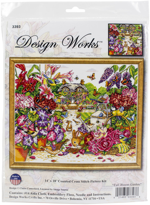 Design Works Counted Cross Stitch Kit 14"X18"-Full Bloom Garden (14 Count) DW3393 - 021465033938