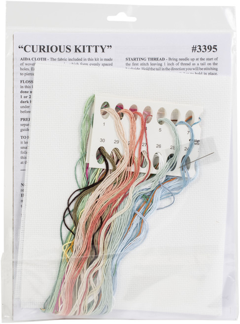 Design Works Counted Cross Stitch Kit 12"X12"-Curious Kitty (14 Count) - DW3395 Design Works Counted Cross Stitch Kit 12"X12"-Curious Kitty (14 Count) - DW3395