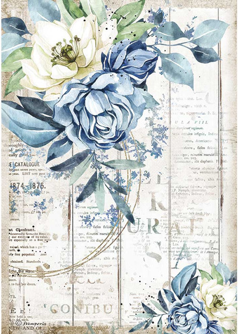 6 Pack Stamperia Rice Paper Sheet A4-Sea Dream Blue Flower, Romantic DFSA4560 - 59931100138155993110013815