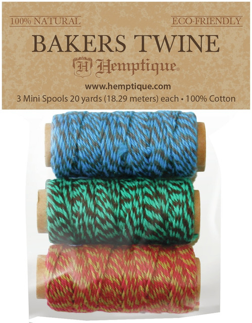 Hemptique Cotton Baker's Twine Mini Spools 2-Ply 3/Pkg-Jester - BTB3JES - 091037735768